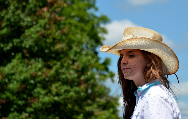Girl in Cowboy Hat — Blue, Serene