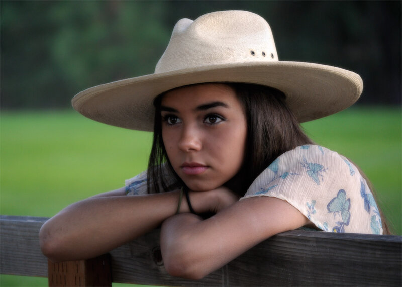Girl in Cowboy Hat — Green