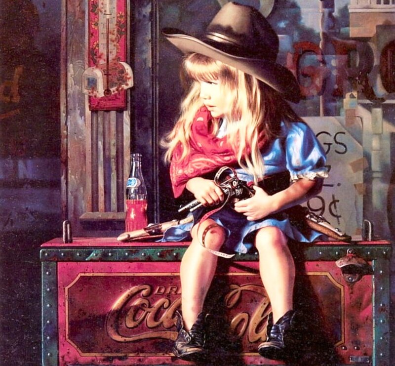 Girl in Cowboy Hat — Red