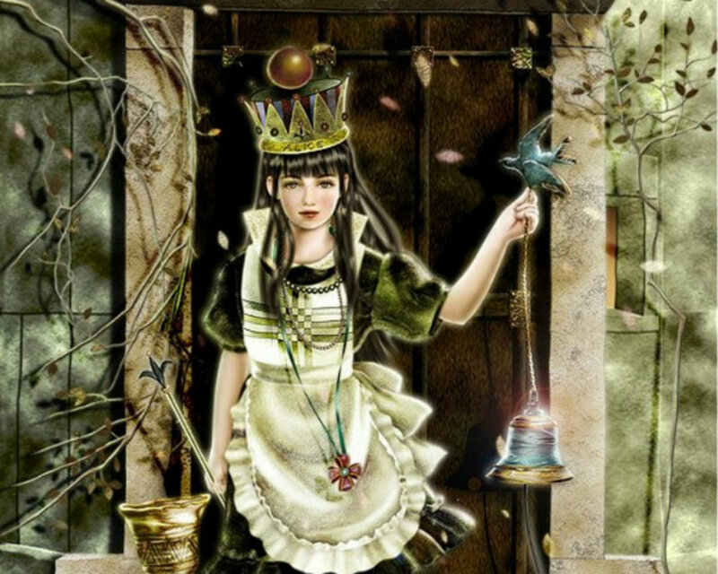 Girl in Crown Holding Bell