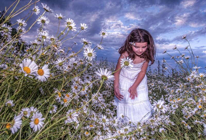 Girl in Daisy Field