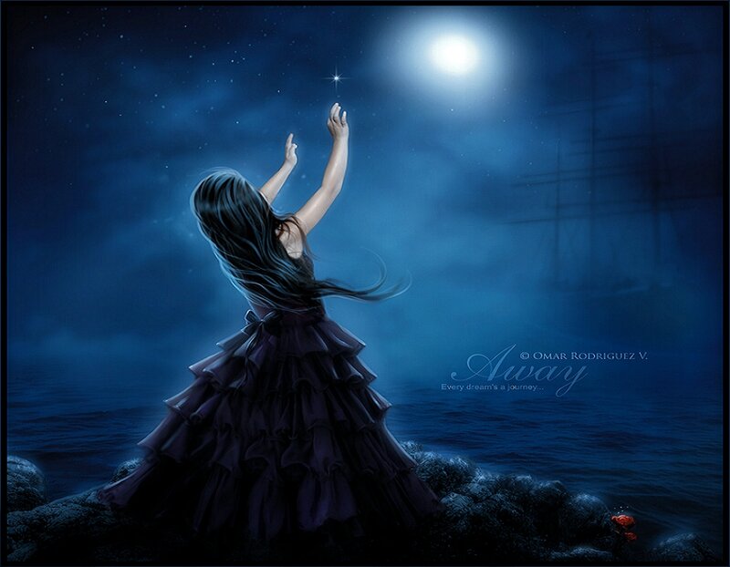Girl in Dark Dress — Blue