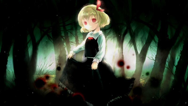 girl in dark forest
