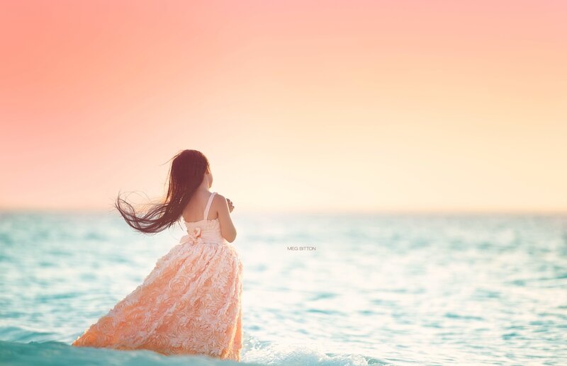Girl in Dress at Beach