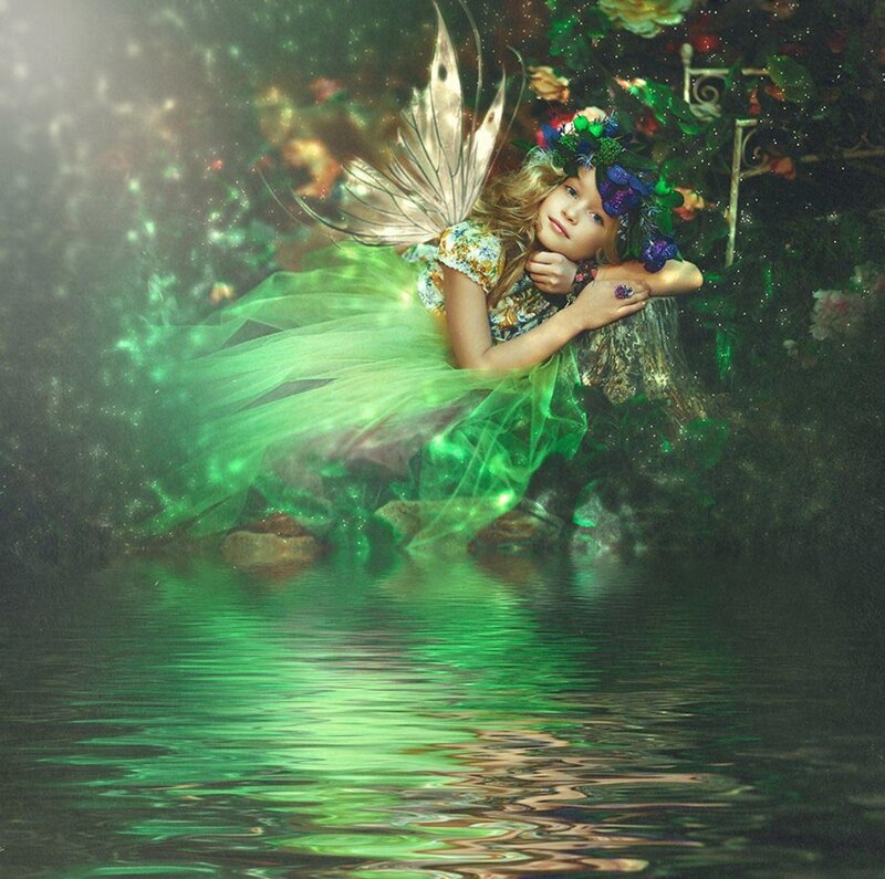Girl in Fairy Costume — Green, Serene, Night