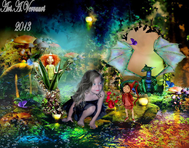Girl in Fantasy Forest — Green