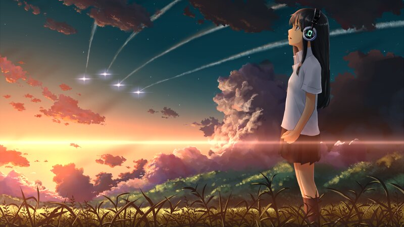Girl in Field at Sunset — Orange