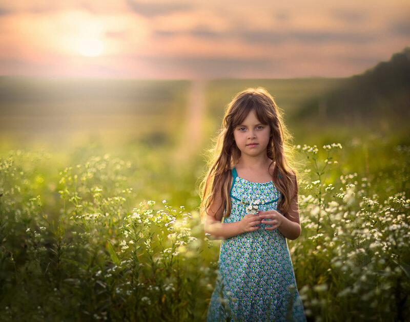 Girl in Field — Green, Serene