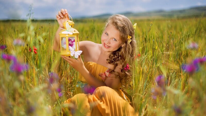 Girl in Field — Yellow