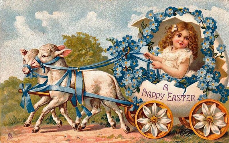 Girl in Floral Carriage