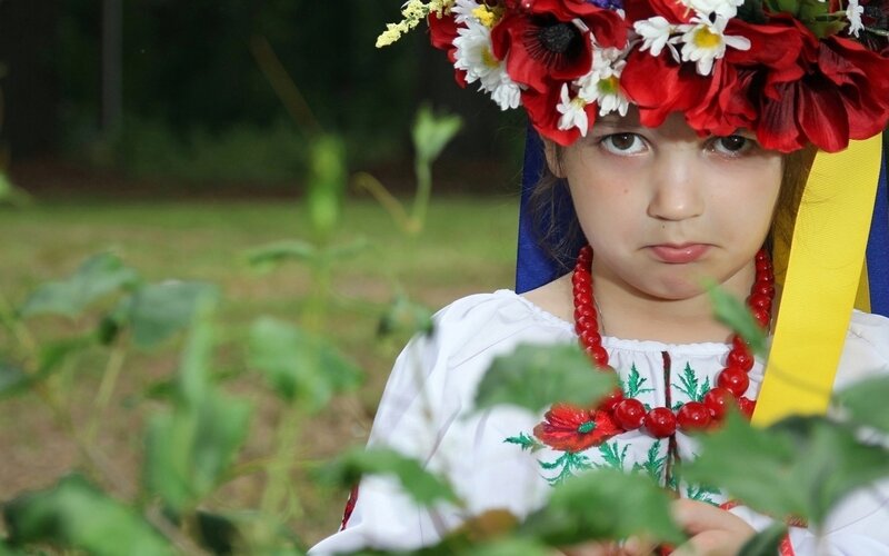 Girl in Floral Crown — Red