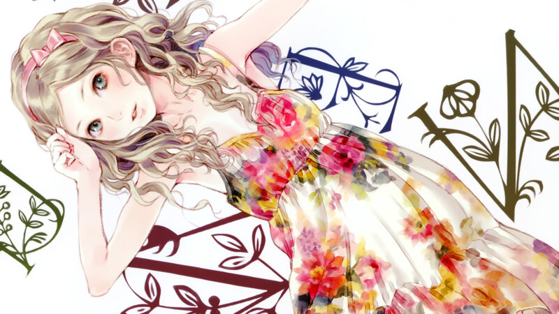 girl in floral dress illustration
