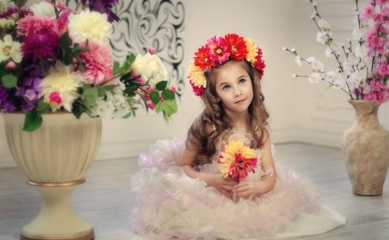 Girl in Floral Dress — Pink, Serene