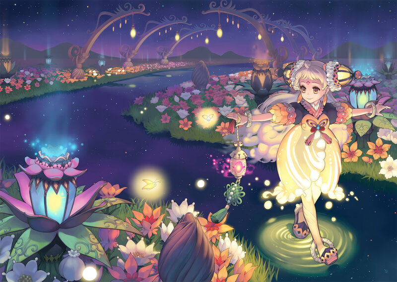 Girl in Floral Garden