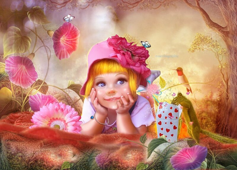 Girl in Floral Hat