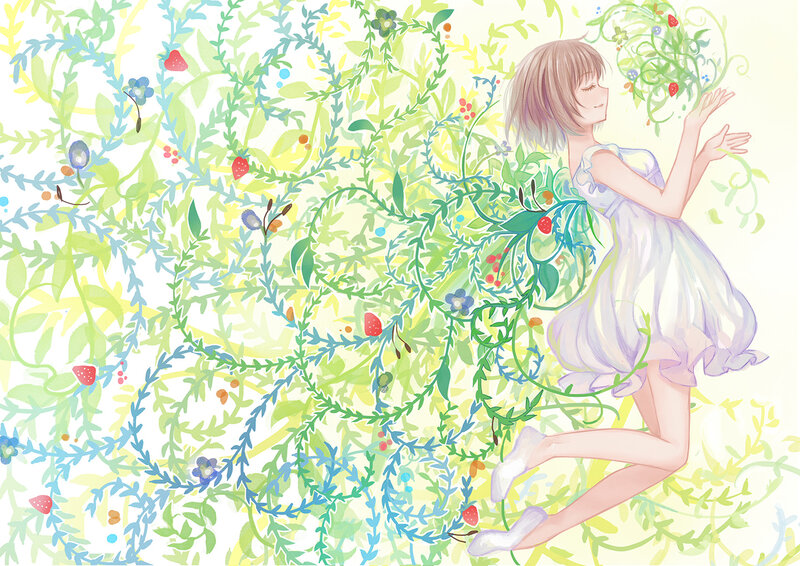 Girl in Floral Vines