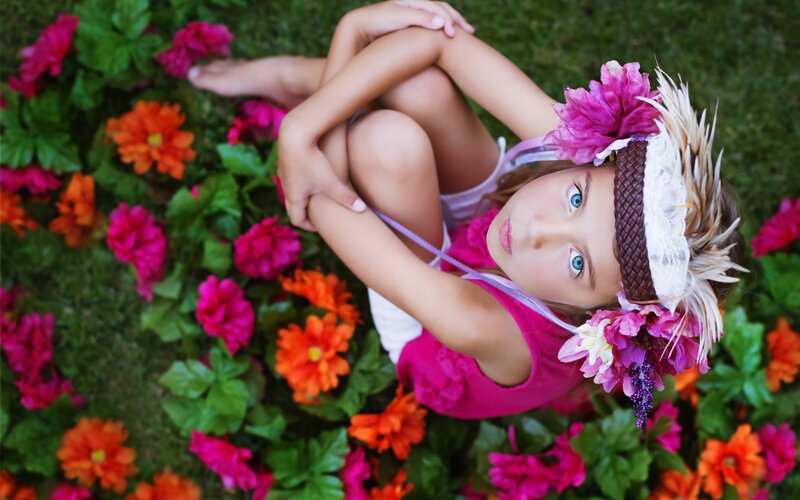 Girl in Flower Crown — Pink, Playful