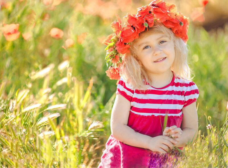 Girl in Flower Crown — Red