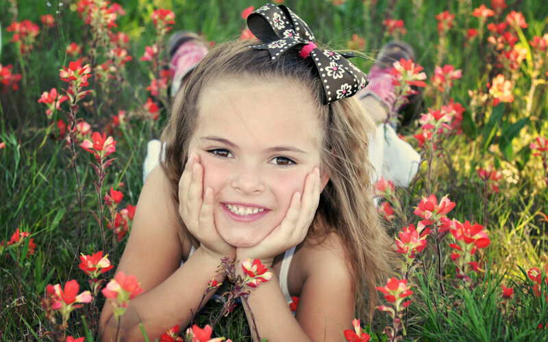 Girl in Flower Field — Green