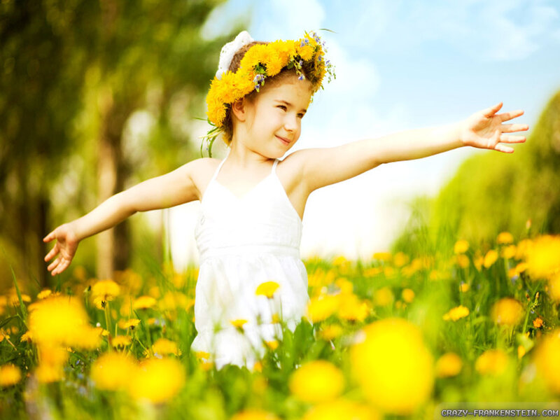 Girl in Flower Field — Yellow, Joyful