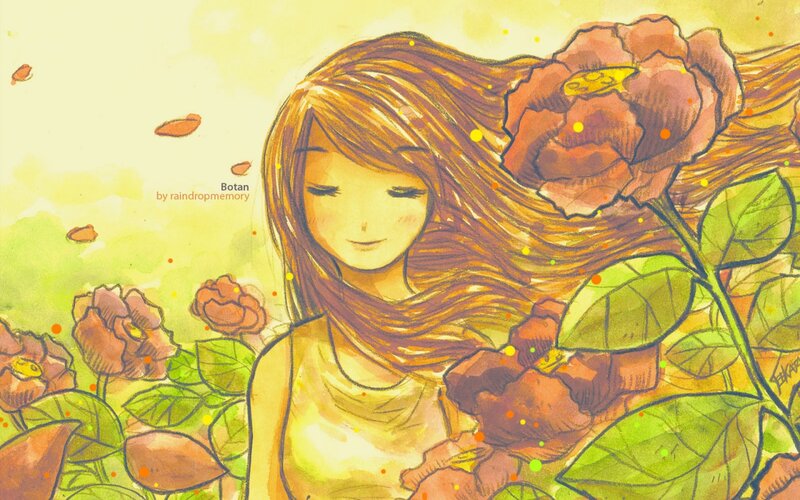 Girl in Flower Field — Yellow, Serene