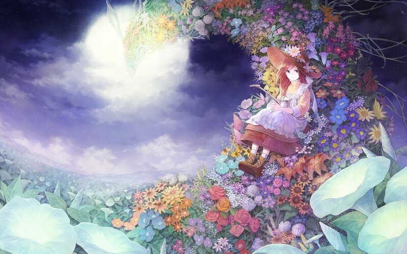 Girl in Flower Garden — Purple, Serene