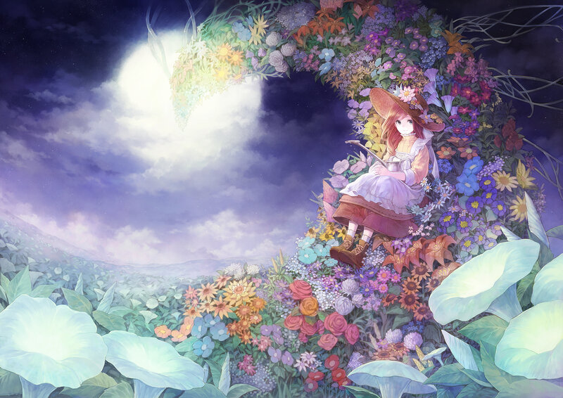 Girl in Flower Garden — Purple