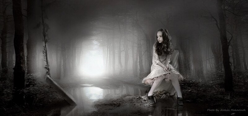 Girl in Forest — Black, Dramatic