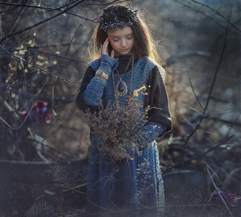 Girl in Forest — Blue, Melancholic