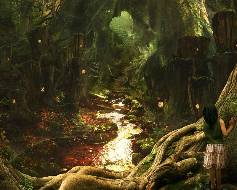 Girl in Forest Clearing