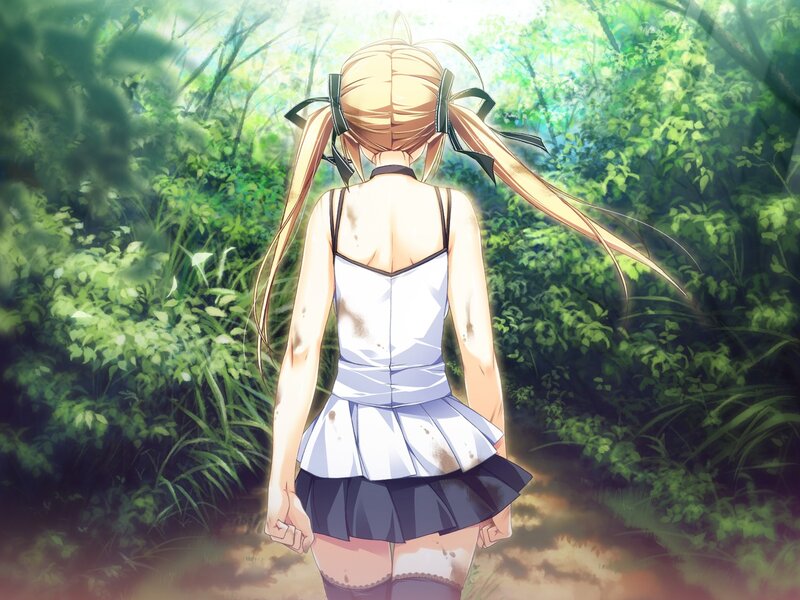 girl in forest from behind