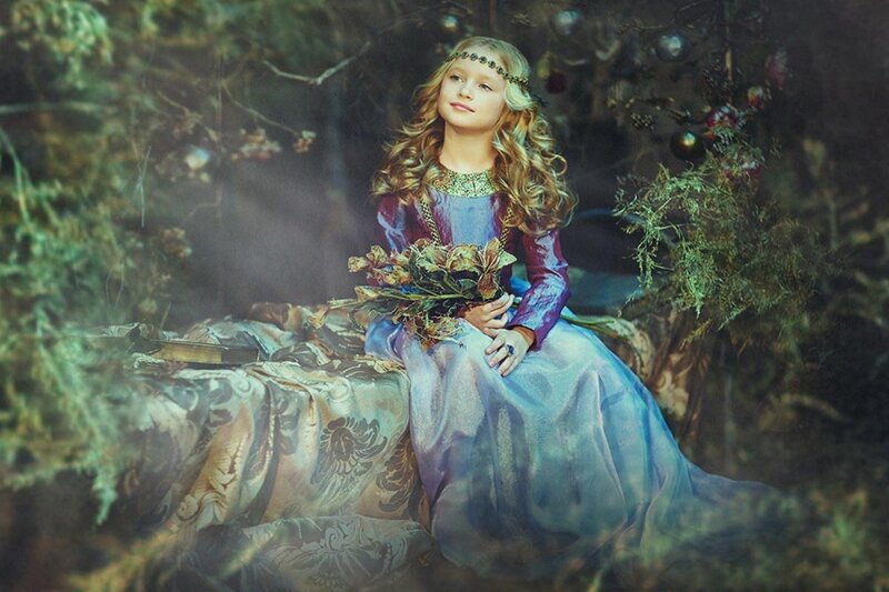 Girl in Forest Gown — Blue