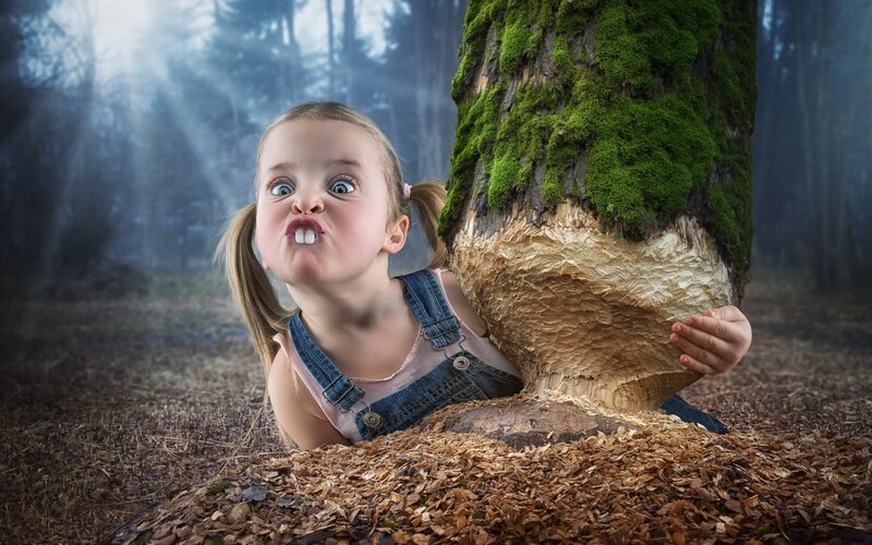 Girl in Forest — Green, Dramatic