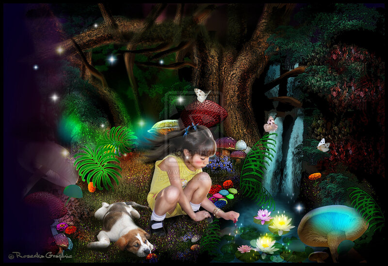 Girl in Forest — Green, Magical