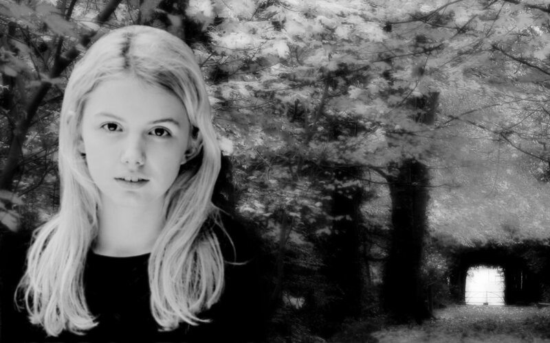 girl in forest tunnel