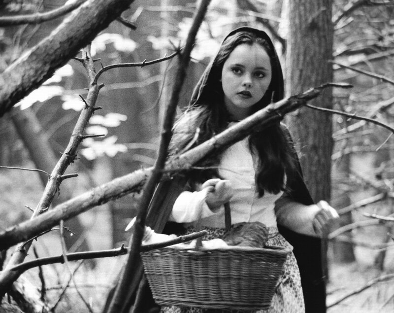 Girl in Forest with Basket — Black