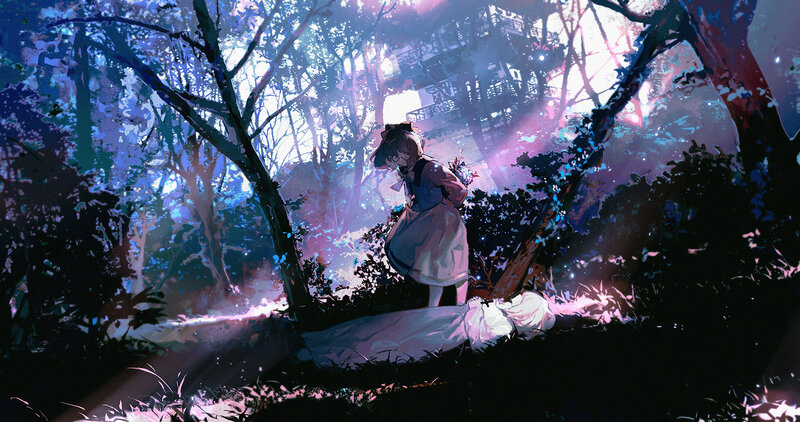 Girl in Forest with Body