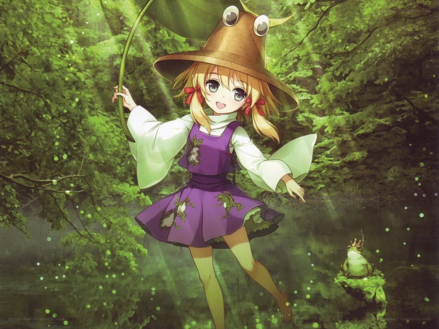 girl in forest with frog hat