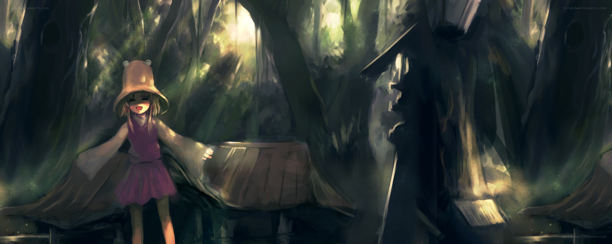 girl in forest with hat