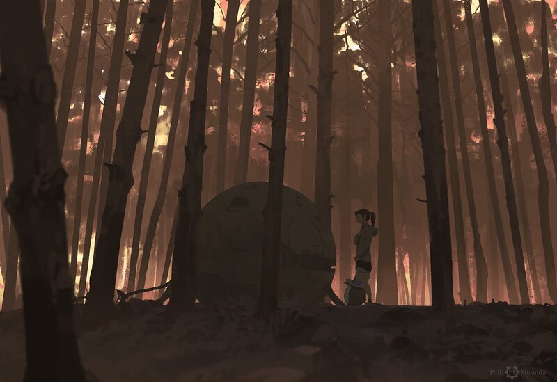 Girl in Forest with Robot