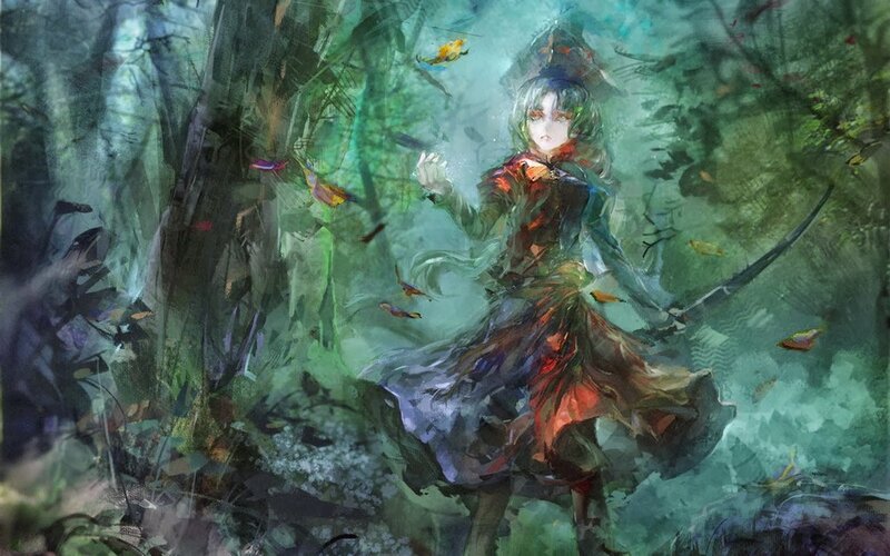 Girl in Forest with Sword