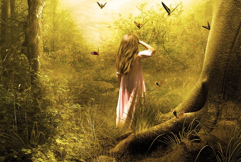 Girl in Forest — Yellow