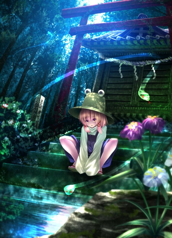 girl in frog hat at shrine