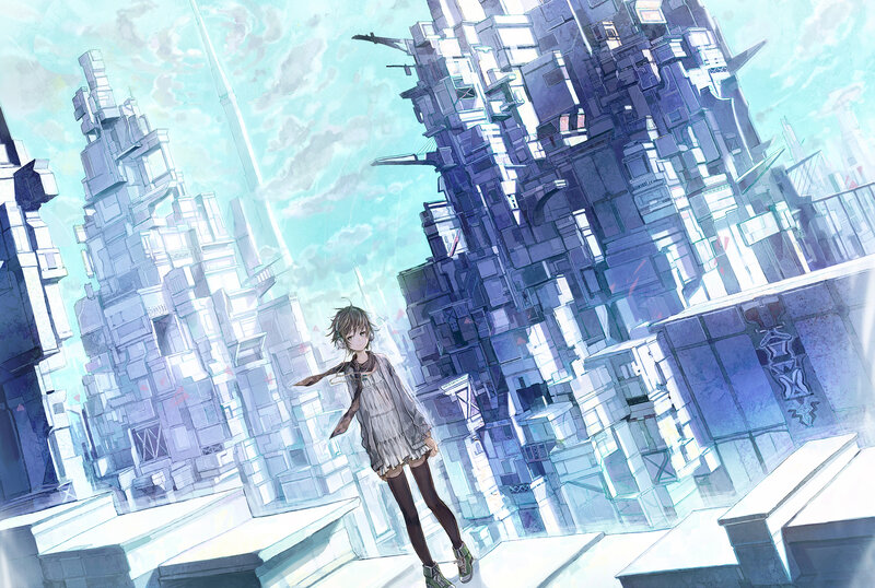 Girl in Futuristic City