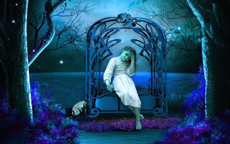 Girl in Garden Bench