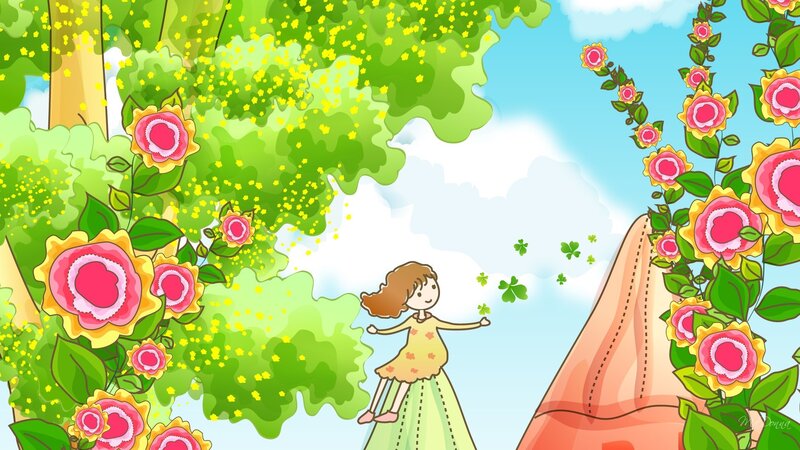 Girl in Garden — Green, Peaceful