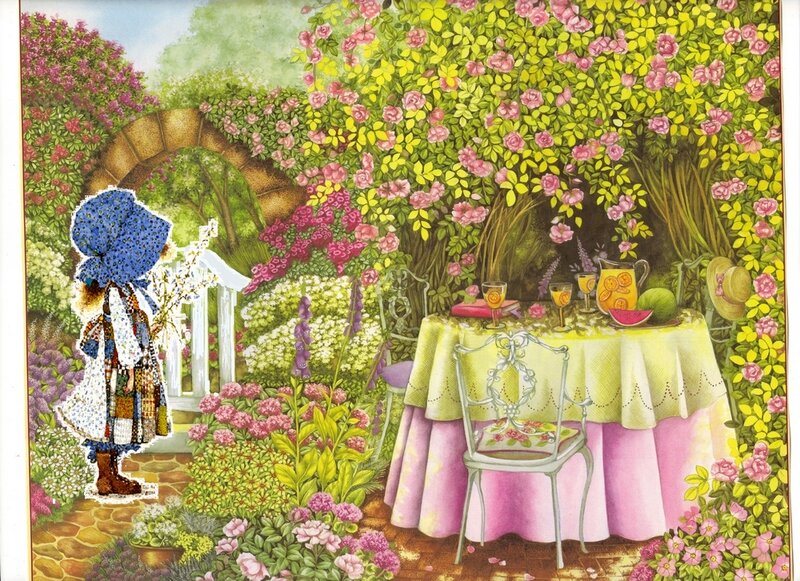 Girl in Garden — Green, Serene, Afternoon, Illustration