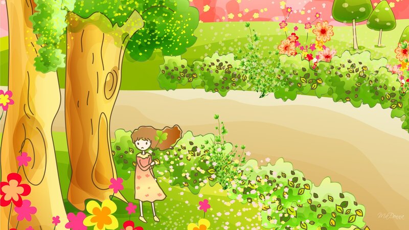 Girl in Garden — Green, Serene