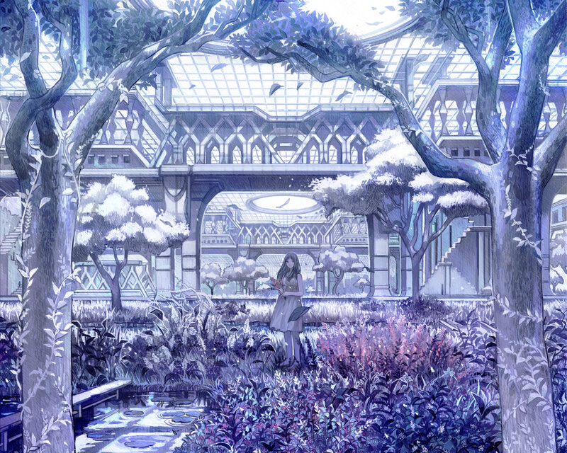Girl in Garden — Purple