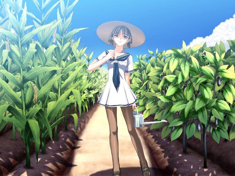 girl in garden with watering can